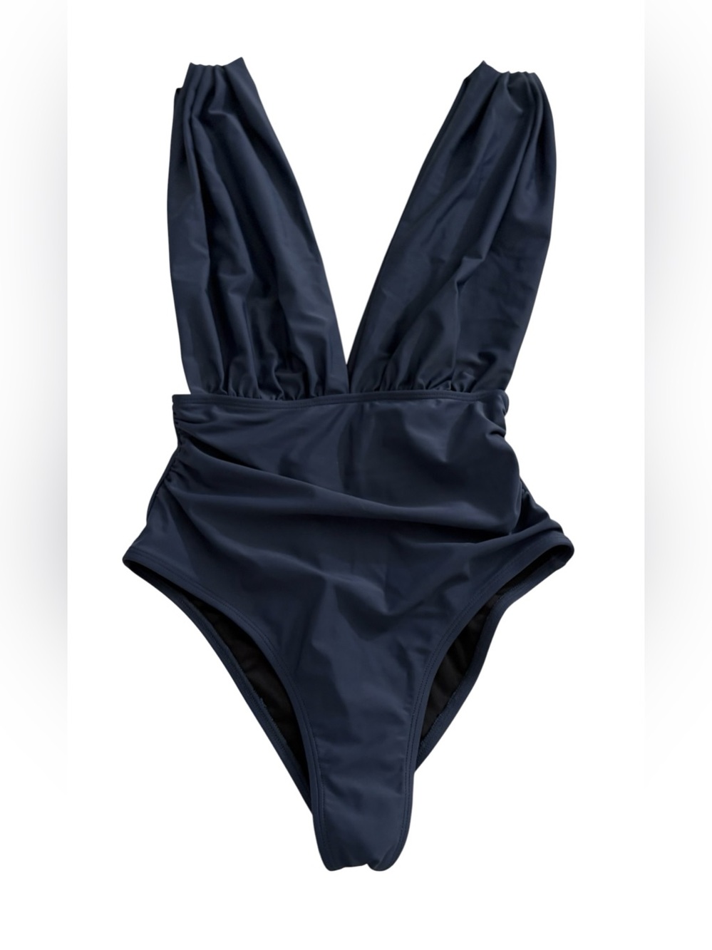 Cupshe Navy Blue Plunging V-Neck One Piece Swimsuit Women’s Size Small NWT
